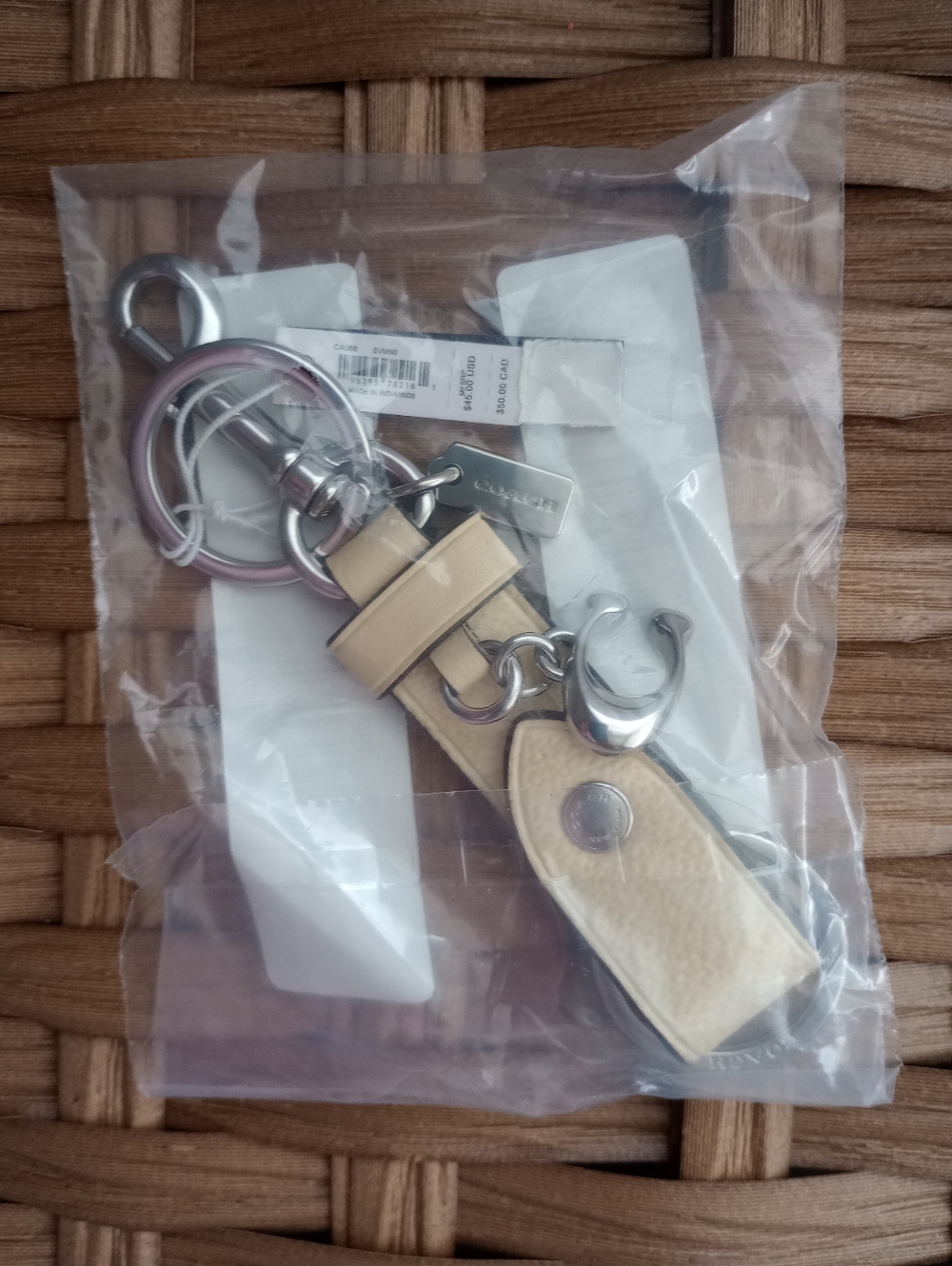 Coach Trigger Snap Bag Charm in Signature Canvas Color Hay - Picture 2 of 3